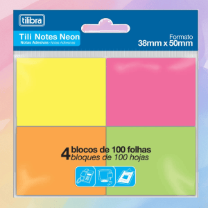 TILI NOTES 38X50 MM 4 CORES NEON - TILIBRA